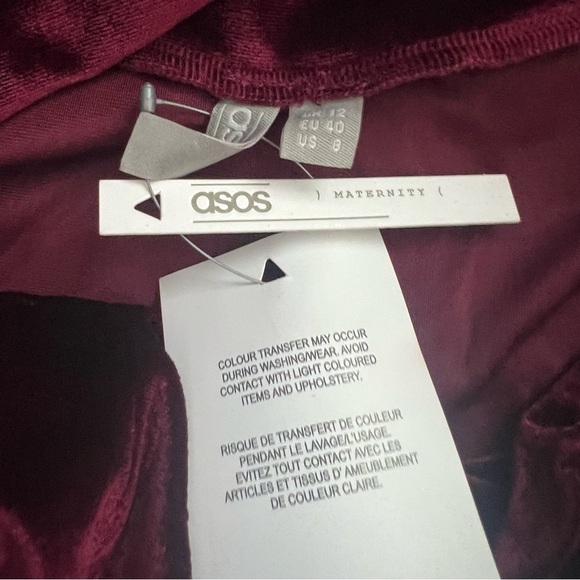ASOS Maternity Burgundy Velvet Off the Shoulder Dress, NWT - Picture 4 of 4